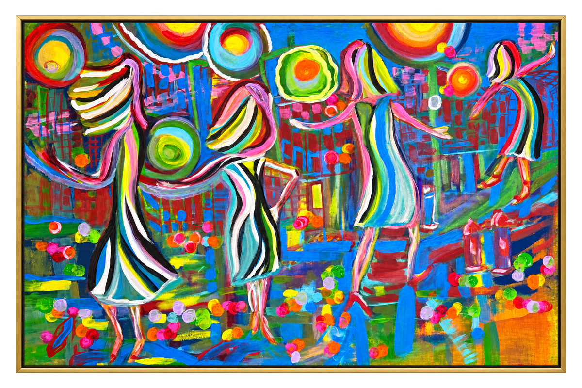 Chassidic women dancing in Times Square